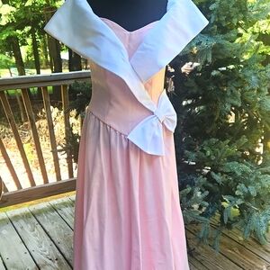 "Pretty In Pink" 80S pink off the shoulder Coquette Girl bow Prom Formal  dress
